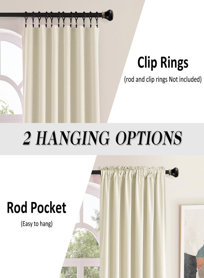 DONREN Thermal Room Darkening Draperies Window Curtain Panels - Easy Care Solid Rod Pocket Curtains for Dining Room (52 W x 96 L,2 Panels,Cream Beige) - Image 2